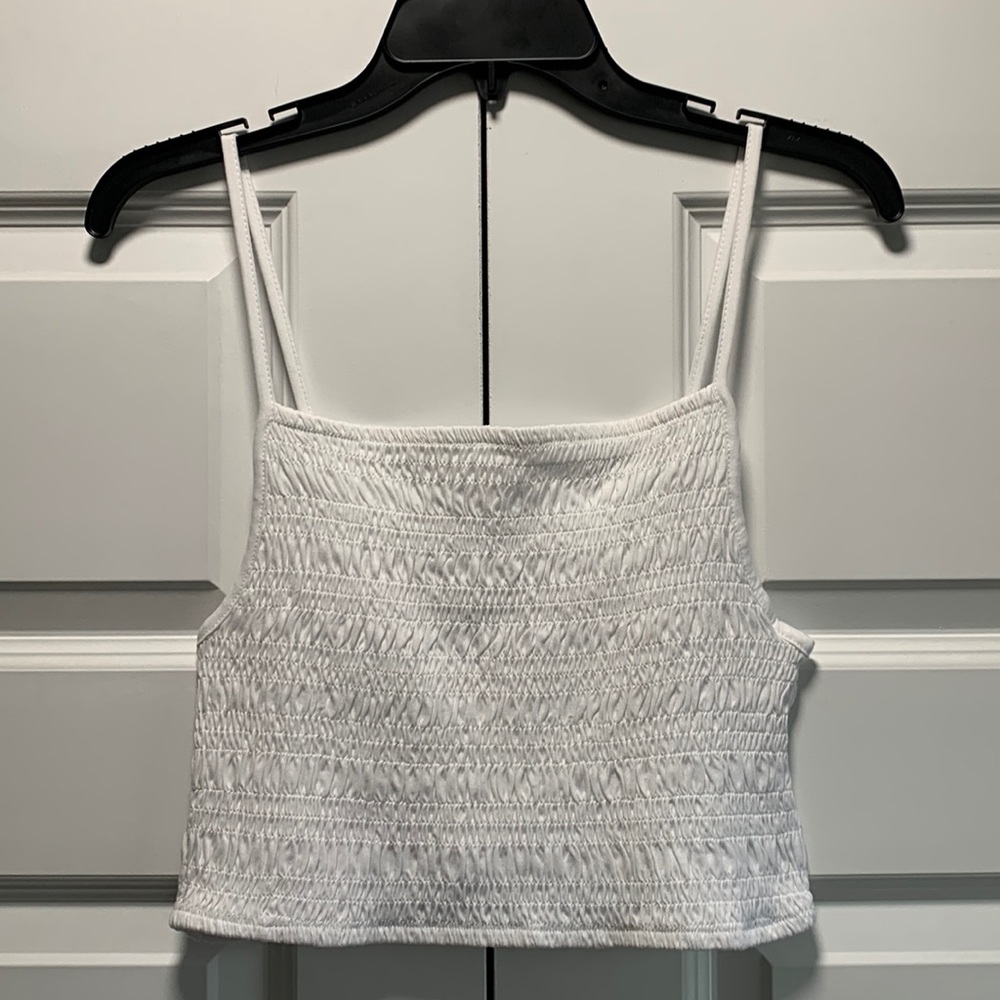 Fashionable smocking knit straps top